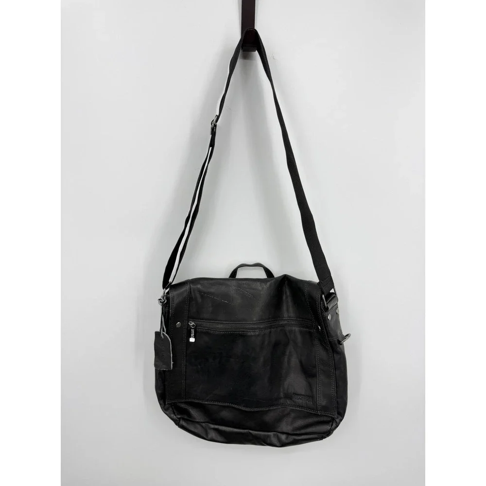 Kenneth Cole Reaction 527805 Messenger Bag Mens OS Black Leather Crossbody Flap